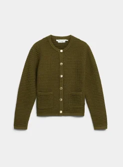 Patch pockets textured cardigan
