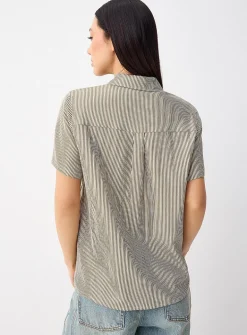 Patterned linen-blend shirt