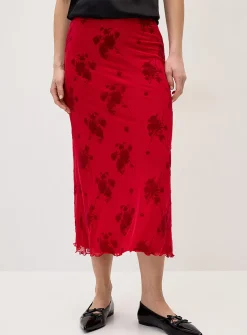 Patterned mesh maxi skirt
