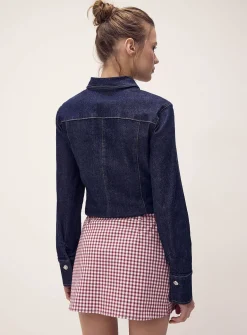 Patterned poplin mini-skort