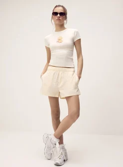 Patterned poplin short