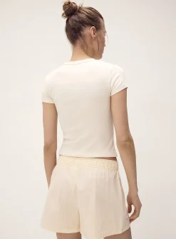 Patterned poplin short