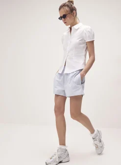 Patterned poplin short