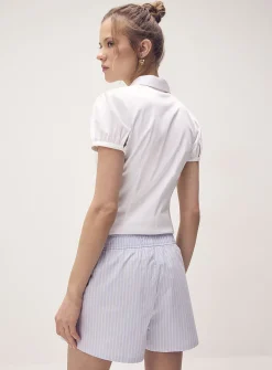 Patterned poplin short