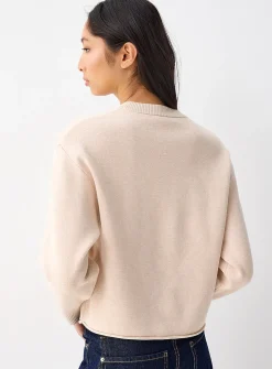 Patterned rolled hem sweater