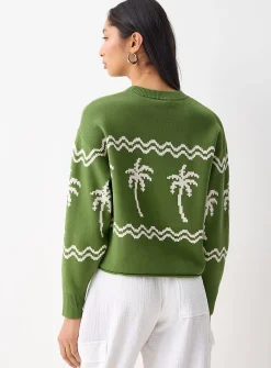 Patterned rolled hem sweater