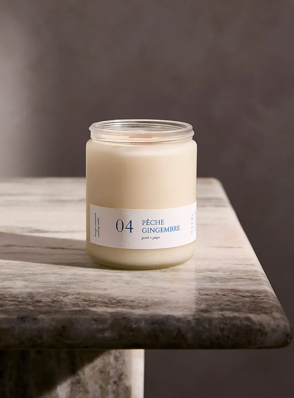 Peach and ginger scented candle