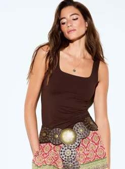 Peach-skin square-neck cami
