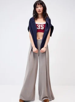 Peach-skin wide-leg pant