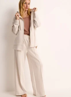 Peachskin-feel straight-leg lounge pant