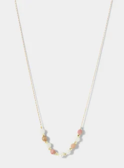 Pearl and faceted stones fine chain