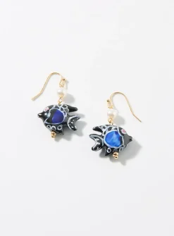 Pearl and fish earrings