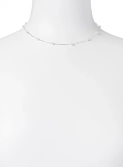 Pearly bead silver chain