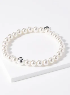Pearly bead silver chain bracelet