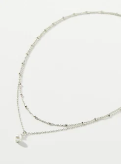Pearly bead two-tier necklace