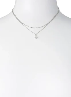 Pearly bead two-tier necklace