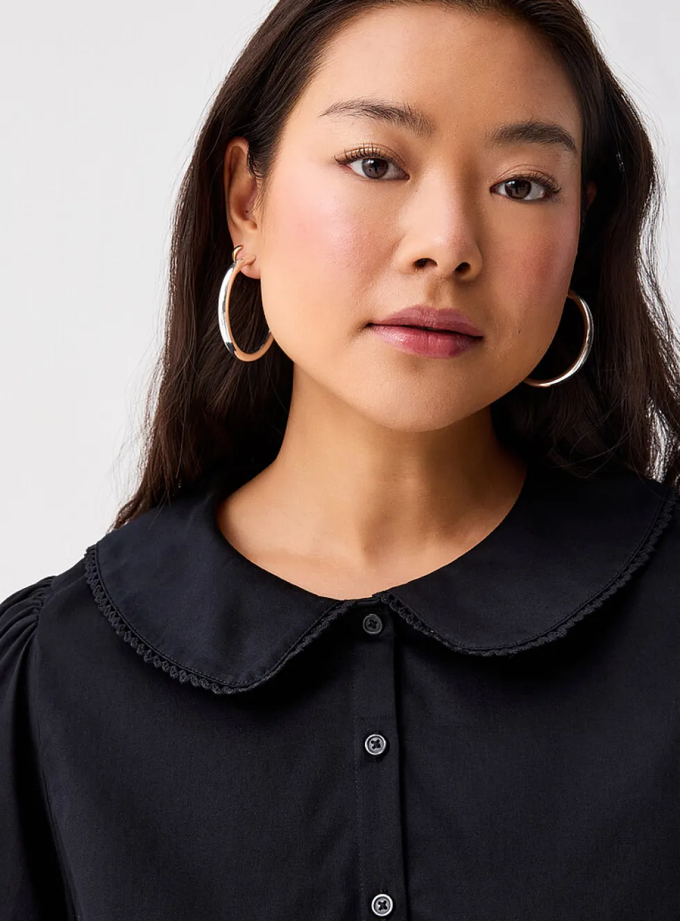 Peplum waist Peter Pan collar blouse