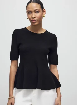 Peplum waist soft knit sweater