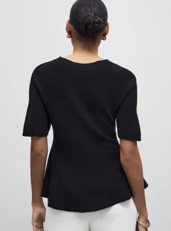 Peplum waist soft knit sweater