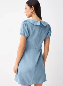 Peter Pan collar linen blend minidress