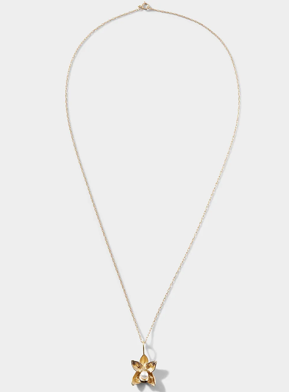 Phalaenopsis orchid solid gold necklace