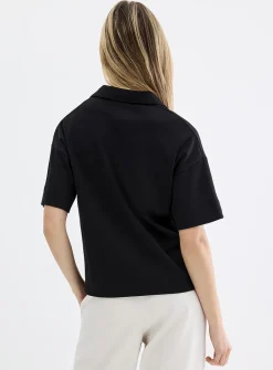 Pima cotton Johnny collar boxy T-shirt