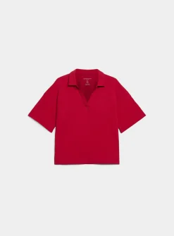 Pima cotton Johnny collar boxy T-shirt