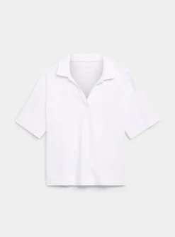 Pima cotton Johnny collar boxy T-shirt