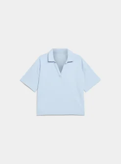 Pima cotton Johnny collar boxy T-shirt