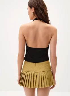 Pin dot pleated miniskirt