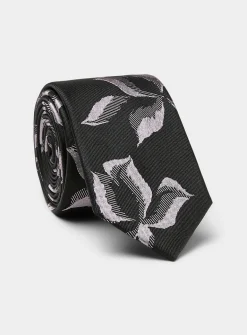 Pink floral jacquard pure silk tie
