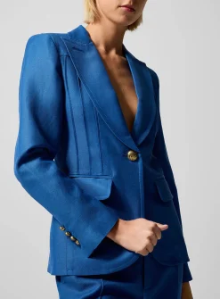Pintucked linen blazer