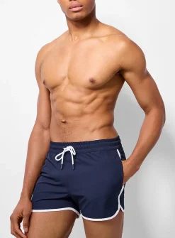 Piped retro swim short