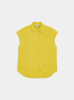 Piqué jersey cap-sleeve shirt