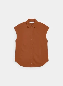 Piqué jersey cap-sleeve shirt