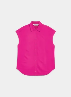 Piqué jersey cap-sleeve shirt