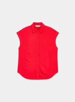 Piqué jersey cap-sleeve shirt