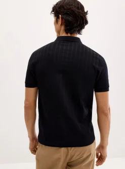 Piqué stripe zipped polo