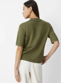 Plain boxy polo sweater