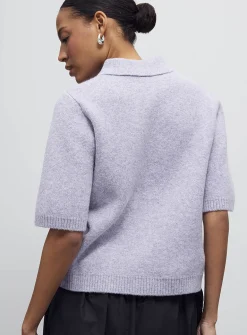 Plain plush shirt-collar cardigan
