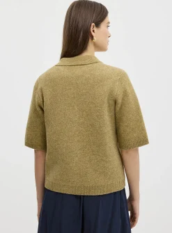 Plain plush shirt-collar cardigan
