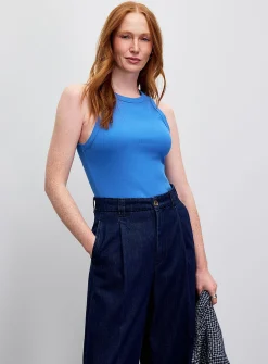 Plain ribbed fitted cami