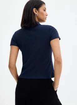 Plain ribbed fitted polo shirt
