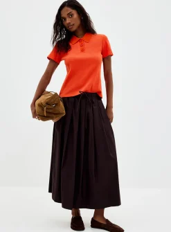 Plain ribbed fitted polo shirt