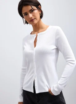 Plain ribbed jersey cardigan