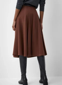 Pleated belted flared skirt