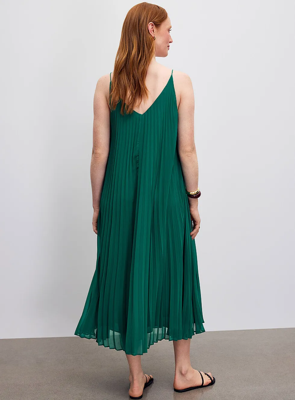 Pleated chiffon midi dress