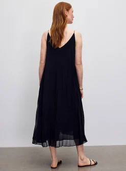 Pleated chiffon midi dress