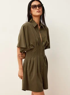 Pleated cinched minidress
