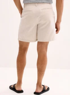 Pleated cotton-linen short